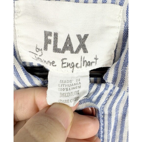 FLAX Jeanne Engelhart Blue White Striped Tunic Dress Lagenlook Linen, Medium - Picture 4 of 7